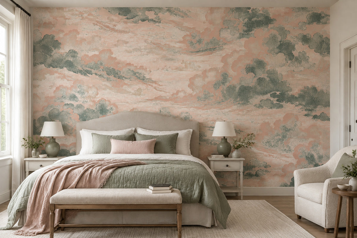 Pastel Cloudscape Wallpaper Textured Sky Wall Mural