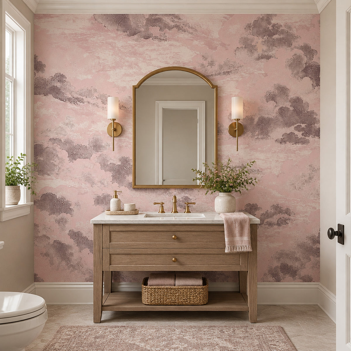 Pink Cloudscape Wallpaper Distressed Sky Wall Mural