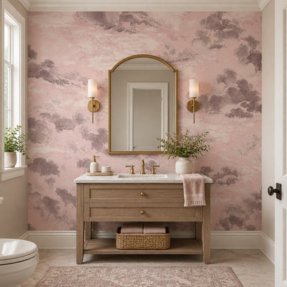 Pink Cloudscape Wallpaper Distressed Sky Wall Mural