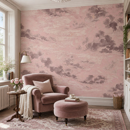 Pink Cloudscape Wallpaper Distressed Sky Wall Mural