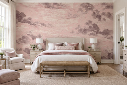 Pink Cloudscape Wallpaper Distressed Sky Wall Mural