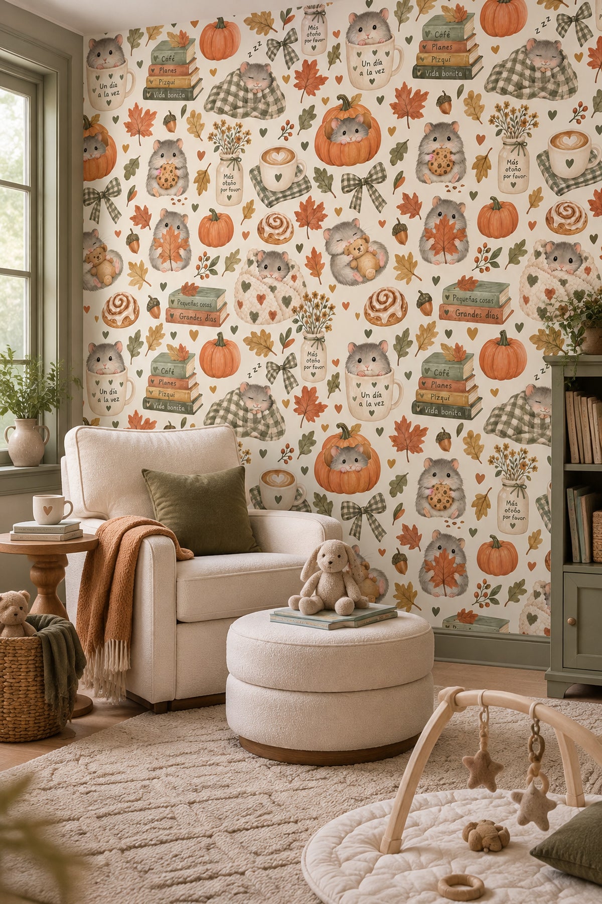 Hamsters Wallpaper Cozy Autumn Watercolor On Ivory Background
