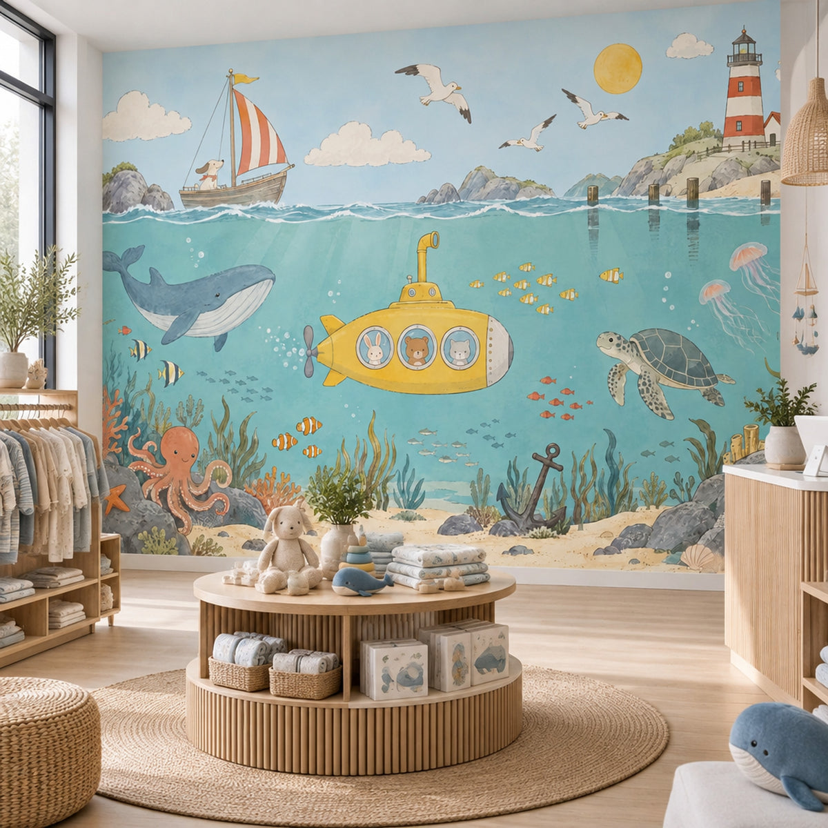 Watercolor Underwater Adventure Wallpaper Nautical Kids Wall Mural