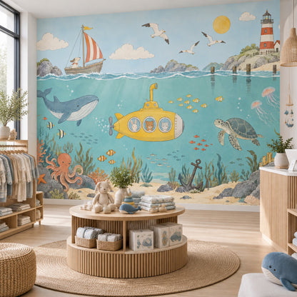 Watercolor Underwater Adventure Wallpaper Nautical Kids Wall Mural