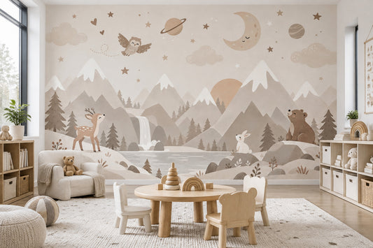 Woodland Animals Wallpaper Scandinavian Nursery Wall Mural