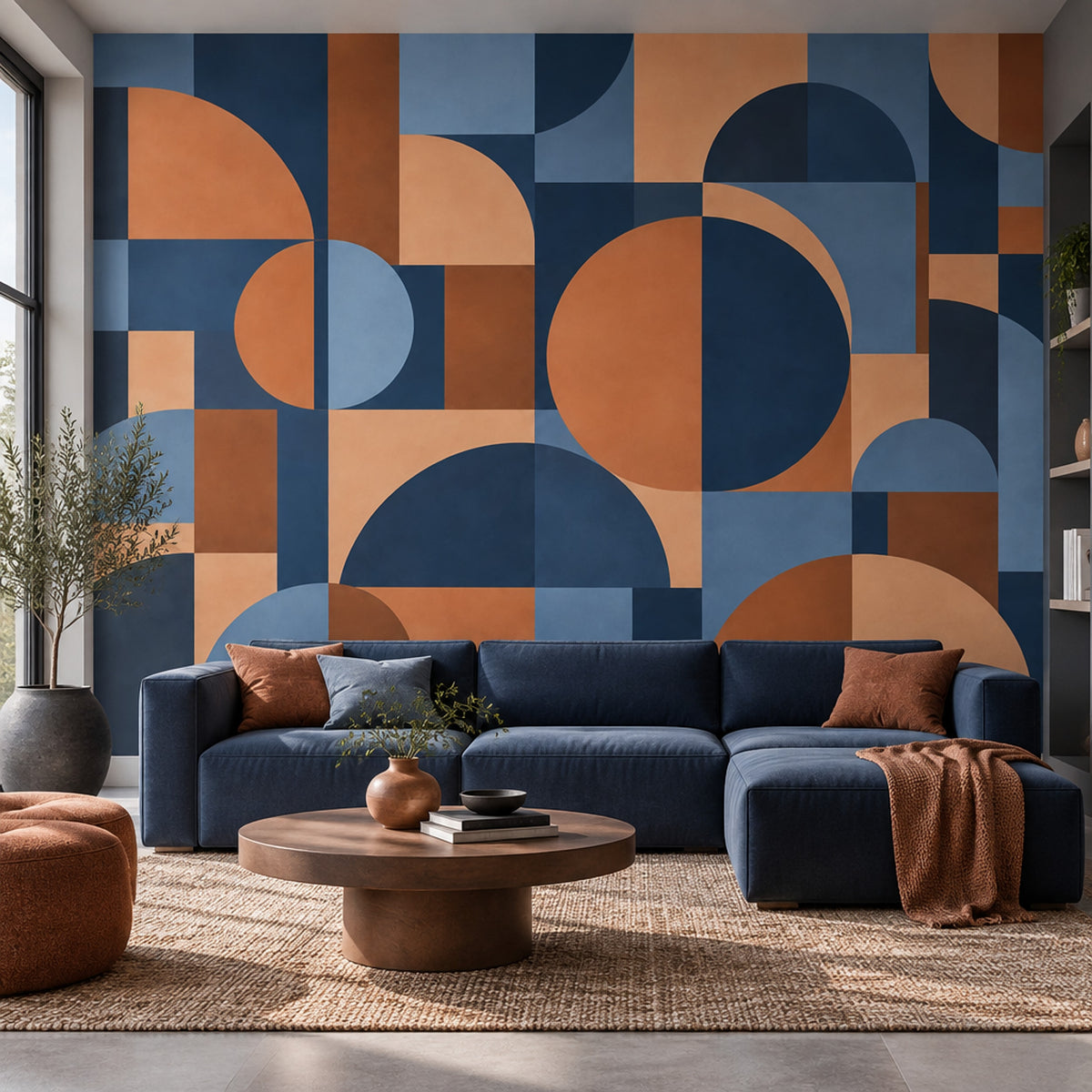 Abstract Geometric Arches Wallpaper Mid Century Modern Wall Mural