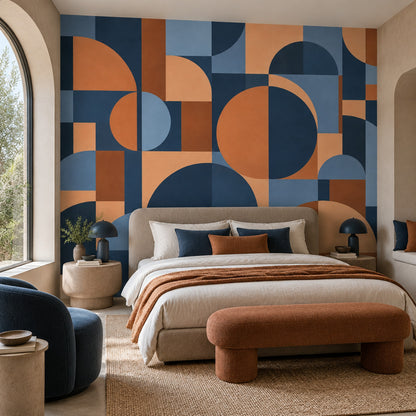 Abstract Geometric Arches Wallpaper Mid Century Modern Wall Mural