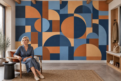 Abstract Geometric Arches Wallpaper Mid Century Modern Wall Mural