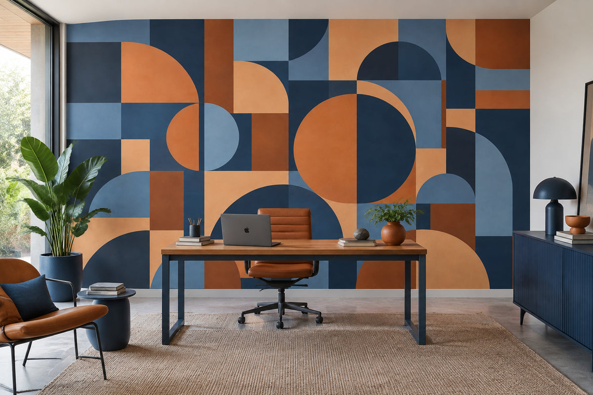 Abstract Geometric Arches Wallpaper Mid Century Modern Wall Mural