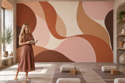 Organic Shapes Wallpaper Terracotta Earth Tones Wall Mural