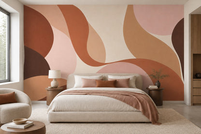 Organic Shapes Wallpaper Terracotta Earth Tones Wall Mural