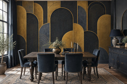 Gold Arches Wallpaper Dark Art Deco Wall Mural