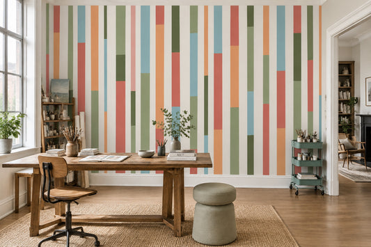 Vertical Stripes Wallpaper Pastel Geometric Wall Mural