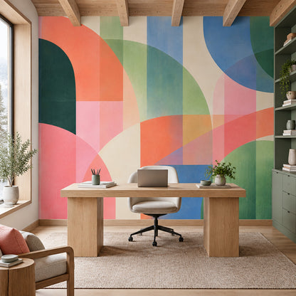 Overlapping Arches Wallpaper Mid Century Modern Wall Mural