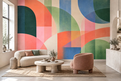 Overlapping Arches Wallpaper Mid Century Modern Wall Mural