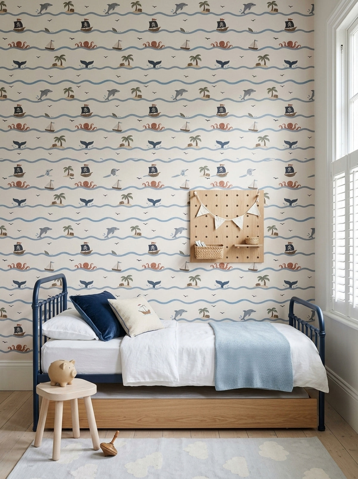 Pirate Ship Wallpaper Pastel Ocean Waves