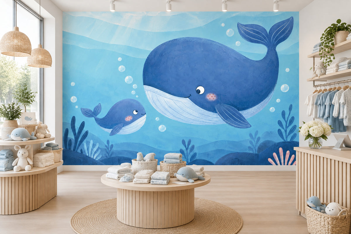 Watercolor Whale Wallpaper Underwater Nursery Wall Mural
