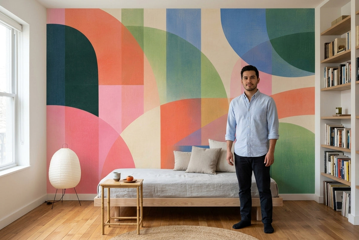 Overlapping Arches Wallpaper Mid Century Modern Wall Mural