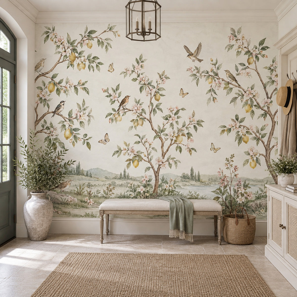 Lemon Trees Wallpaper Vintage Chinoiserie Wall Mural