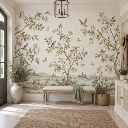 Lemon Trees Wallpaper Vintage Chinoiserie Wall Mural