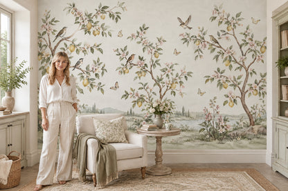 Lemon Trees Wallpaper Vintage Chinoiserie Wall Mural