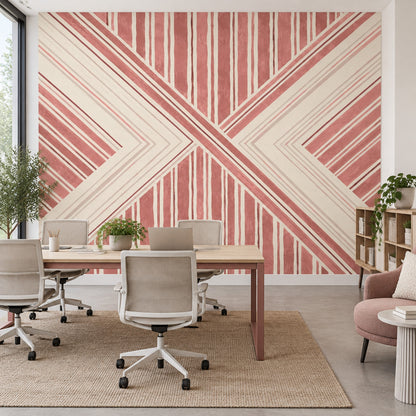 Intersecting Blush Stripes Wallpaper Modern Geometric Wall Mural