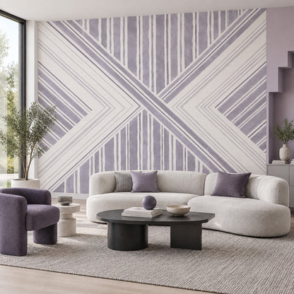 Lavender Chevron Stripes Wallpaper Modern Linear Wall Mural
