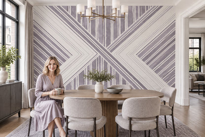 Lavender Chevron Stripes Wallpaper Modern Linear Wall Mural
