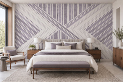 Lavender Chevron Stripes Wallpaper Modern Linear Wall Mural