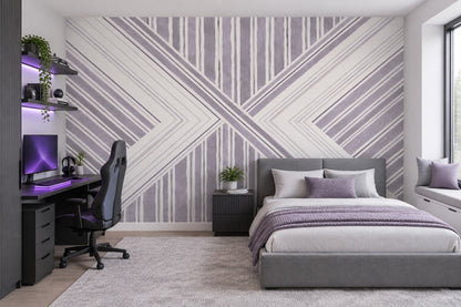 Lavender Chevron Stripes Wallpaper Modern Linear Wall Mural