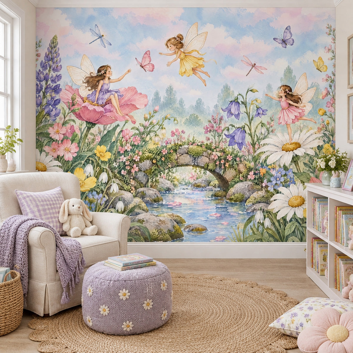 Fairy Garden Wallpaper Watercolor Storybook Wall Mural