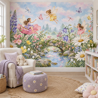 Fairy Garden Wallpaper Watercolor Storybook Wall Mural
