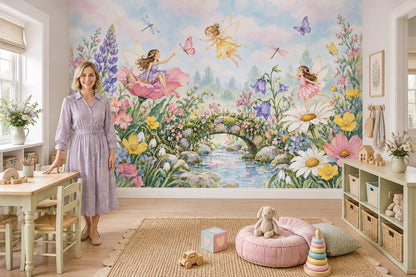 Fairy Garden Wallpaper Watercolor Storybook Wall Mural