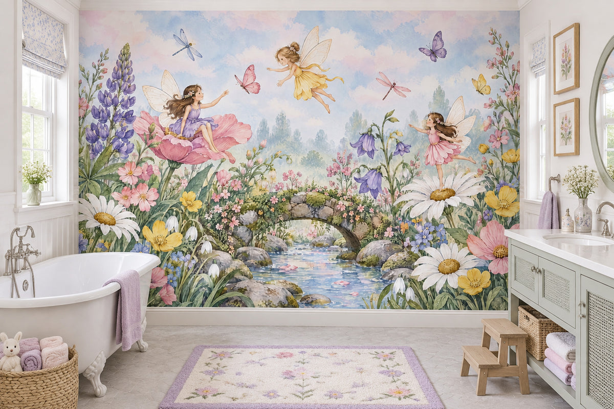 Fairy Garden Wallpaper Watercolor Storybook Wall Mural