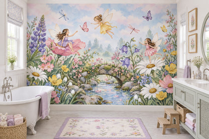 Fairy Garden Wallpaper Watercolor Storybook Wall Mural