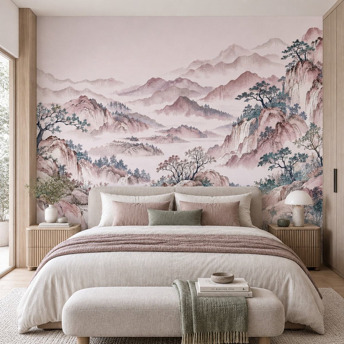 Misty Mountains Wallpaper East Asian Landscape Wall Mural