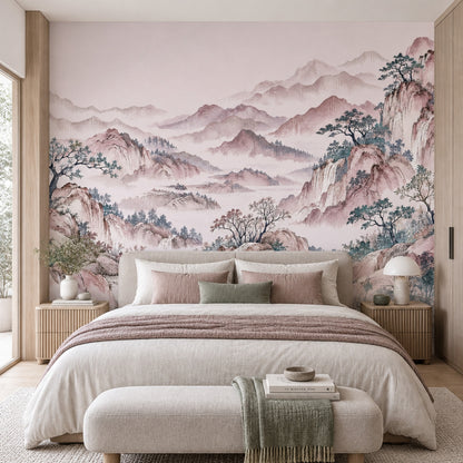 Misty Mountains Wallpaper East Asian Landscape Wall Mural