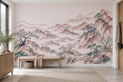 Misty Mountains Wallpaper East Asian Landscape Wall Mural