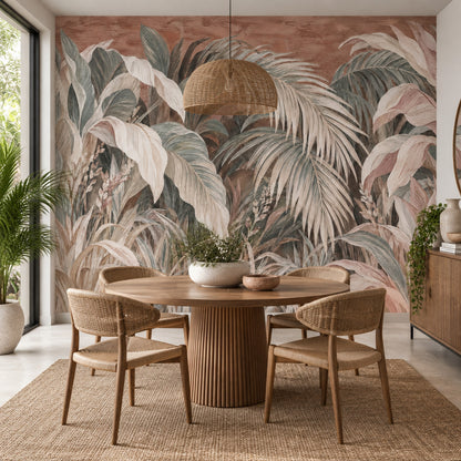 Tropical Palm Leaves Wallpaper Vintage Wall Mural