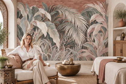 Tropical Palm Leaves Wallpaper Vintage Wall Mural