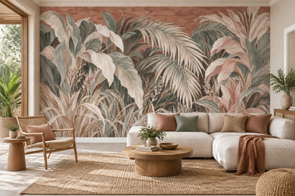 Tropical Palm Leaves Wallpaper Vintage Wall Mural