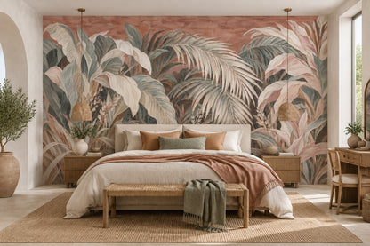 Tropical Palm Leaves Wallpaper Vintage Wall Mural