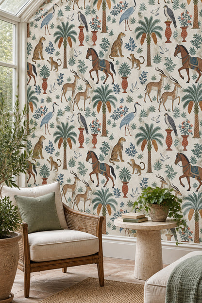 Cheetahs And Gazelles Wallpaper Exotic Garden Ivory