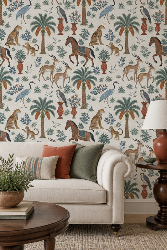 Cheetahs And Gazelles Wallpaper Exotic Garden Ivory
