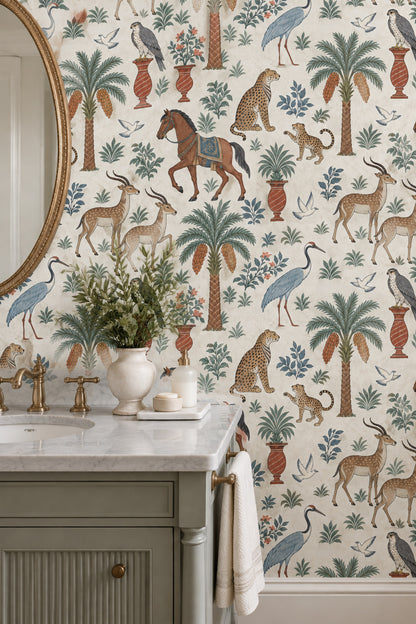 Cheetahs And Gazelles Wallpaper Exotic Garden Ivory