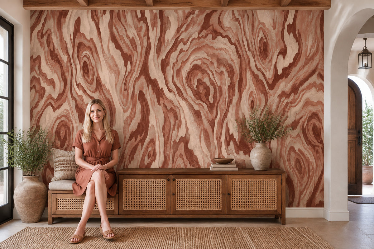 Swirling Wood Grain Wallpaper Rustic Organic Wall Mural