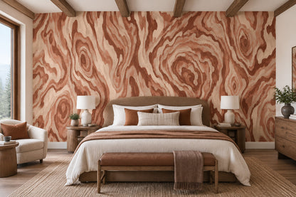 Swirling Wood Grain Wallpaper Rustic Organic Wall Mural