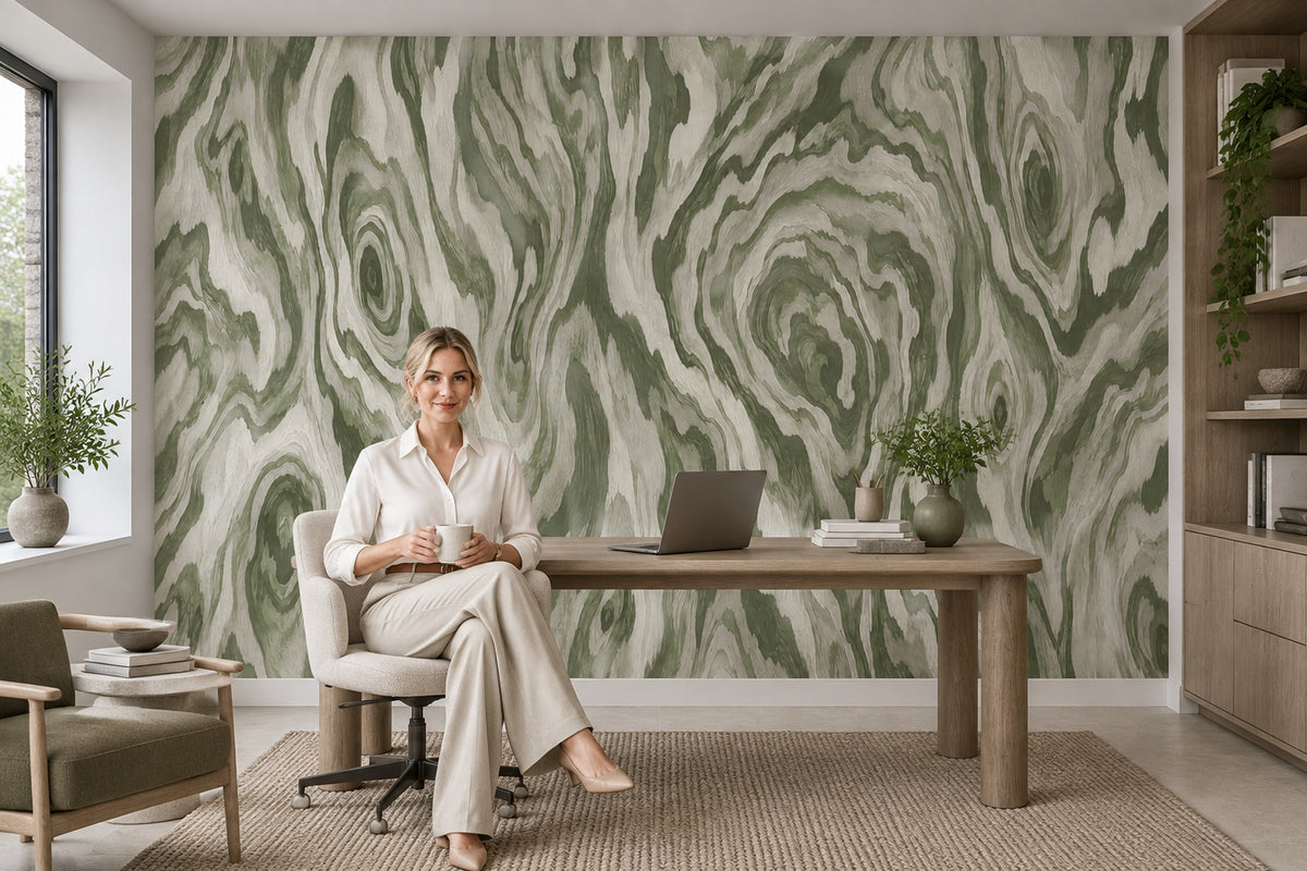 Green Wood Grain Wallpaper Rustic Modern Wall Mural