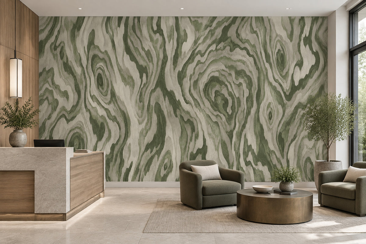 Green Wood Grain Wallpaper Rustic Modern Wall Mural