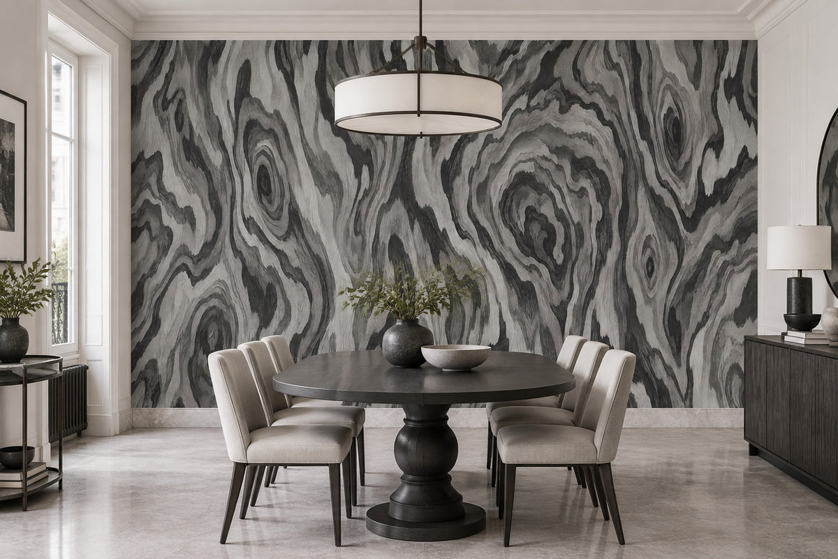 Dark Wood Grain Wallpaper Gray Faux Wall Mural